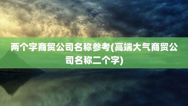 两个字商贸公司名称参考(高端大气商贸公司名称二个字)