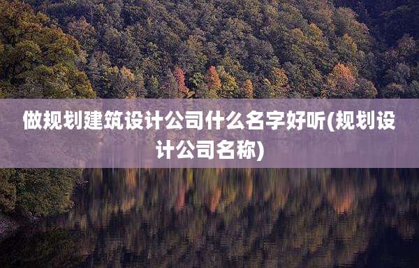 做规划建筑设计公司什么名字好听(规划设计公司名称)