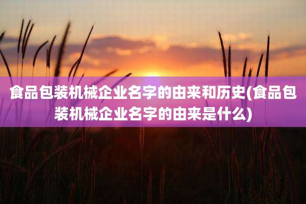 食品包装机械企业名字的由来和历史(食品包装机械企业名字的由来是什么)
