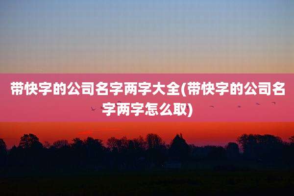 带快字的公司名字两字大全(带快字的公司名字两字怎么取)