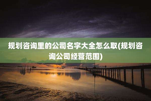 规划咨询里的公司名字大全怎么取(规划咨询公司经营范围)