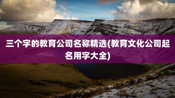 三个字的教育公司名称精选(教育文化公司起名用字大全)