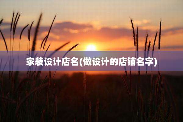 家装设计店名(做设计的店铺名字)