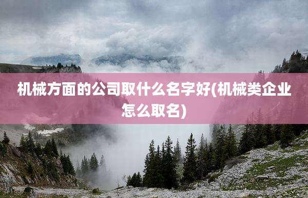 机械方面的公司取什么名字好(机械类企业怎么取名)