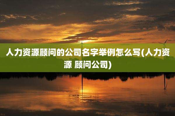 人力资源顾问的公司名字举例怎么写(人力资源 顾问公司)