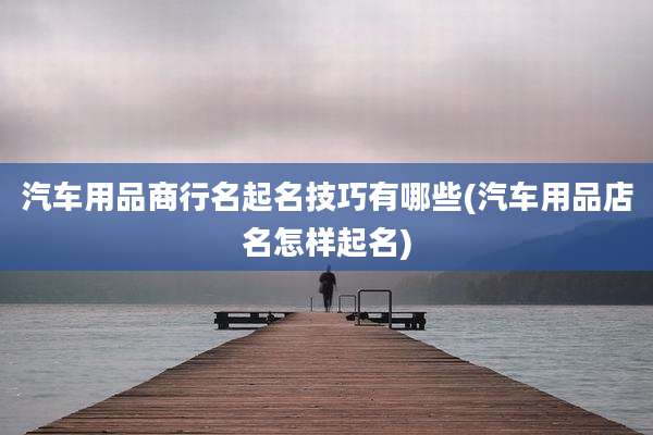 汽车用品商行名起名技巧有哪些(汽车用品店名怎样起名)
