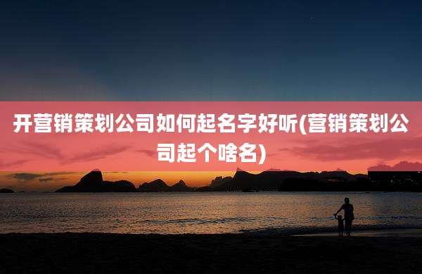 开营销策划公司如何起名字好听(营销策划公司起个啥名)