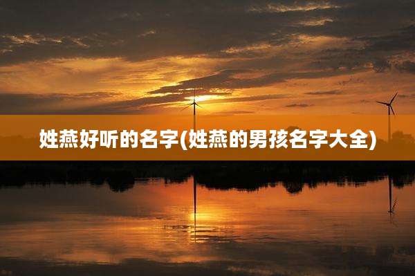 姓燕好听的名字(姓燕的男孩名字大全)