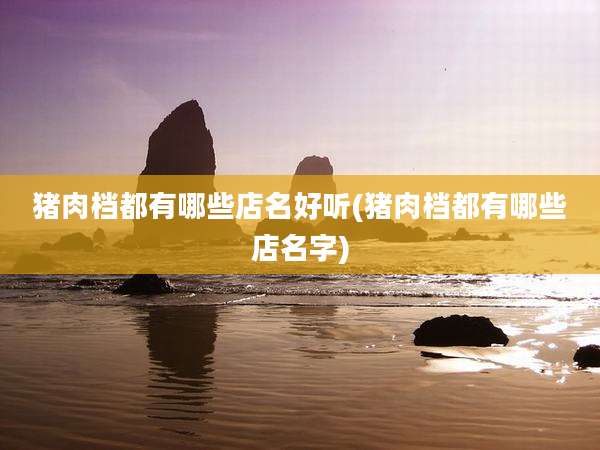 猪肉档都有哪些店名好听(猪肉档都有哪些店名字)