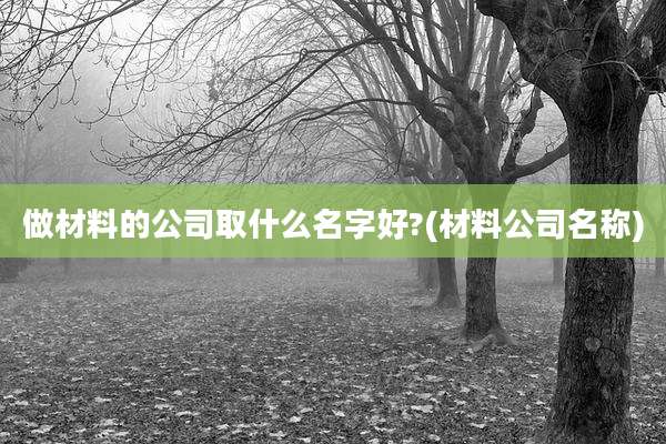 做材料的公司取什么名字好?(材料公司名称)