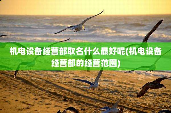 机电设备经营部取名什么最好呢(机电设备经营部的经营范围)
