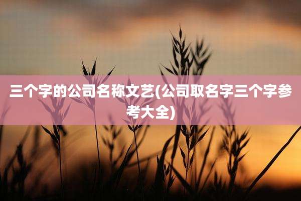 三个字的公司名称文艺(公司取名字三个字参考大全)