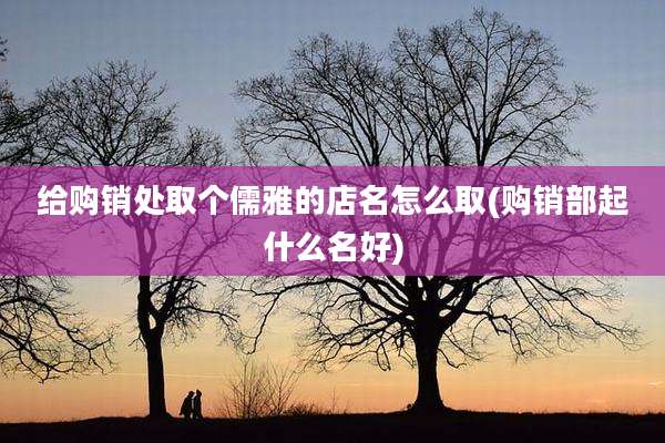 给购销处取个儒雅的店名怎么取(购销部起什么名好)
