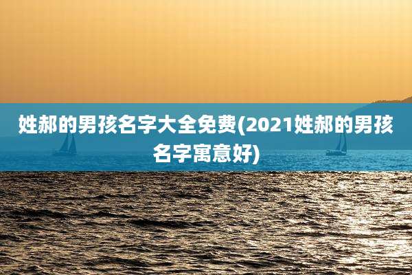 姓郝的男孩名字大全免费(2021姓郝的男孩名字寓意好)