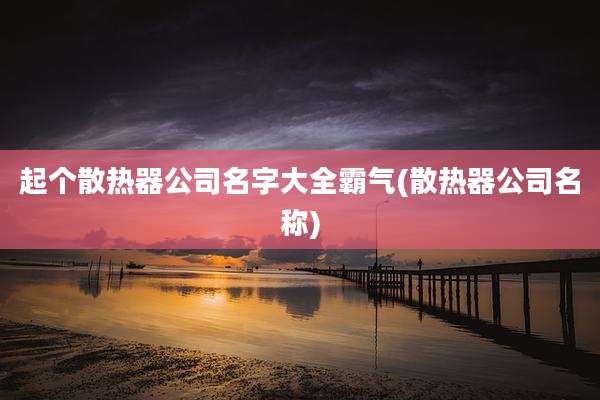 起个散热器公司名字大全霸气(散热器公司名称)