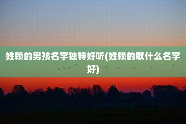 姓赖的男孩名字独特好听(姓赖的取什么名字好)