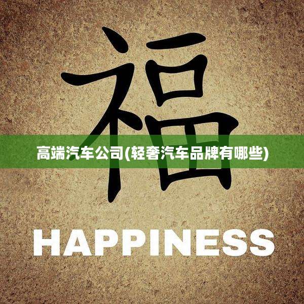 高端汽车公司(轻奢汽车品牌有哪些)