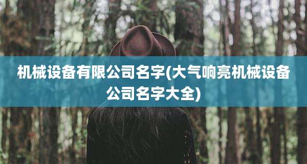 机械设备有限公司名字(大气响亮机械设备公司名字大全)