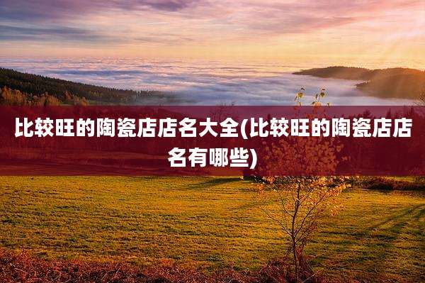 比较旺的陶瓷店店名大全(比较旺的陶瓷店店名有哪些)