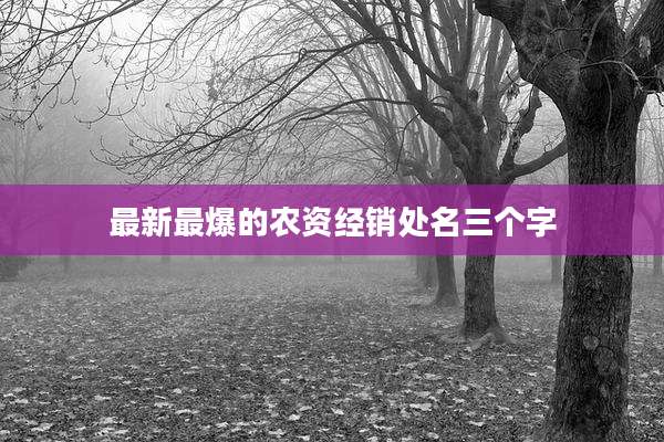 最新最爆的农资经销处名三个字