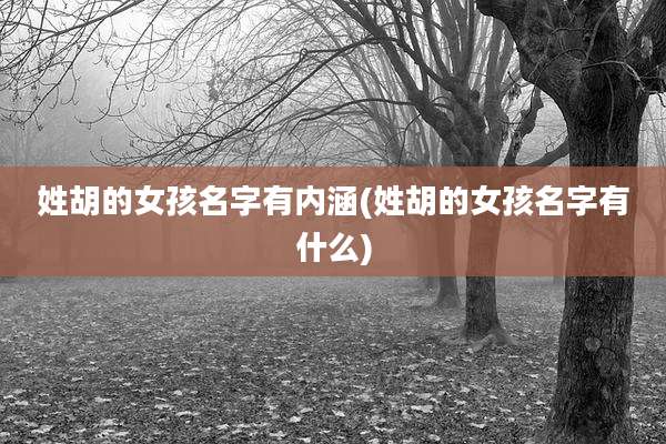 姓胡的女孩名字有内涵(姓胡的女孩名字有什么)