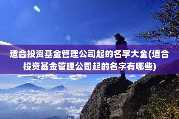 适合投资基金管理公司起的名字大全(适合投资基金管理公司起的名字有哪些)