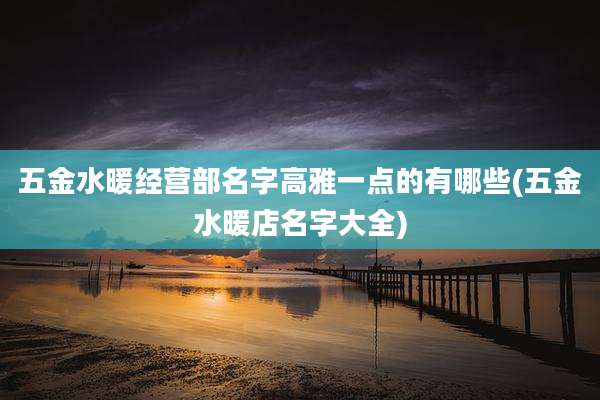 五金水暖经营部名字高雅一点的有哪些(五金水暖店名字大全)