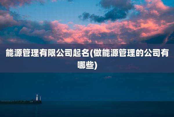 能源管理有限公司起名(做能源管理的公司有哪些)