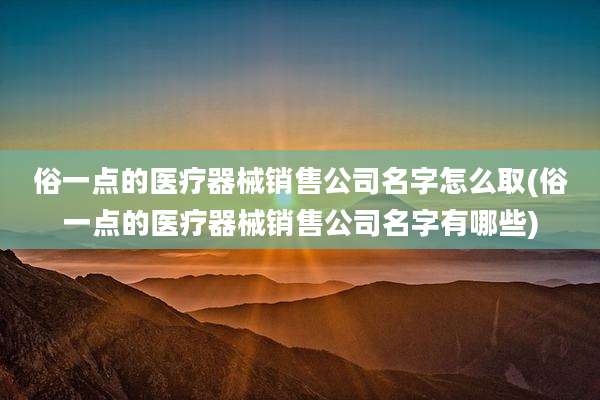 俗一点的医疗器械销售公司名字怎么取(俗一点的医疗器械销售公司名字有哪些)