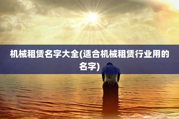 机械租赁名字大全(适合机械租赁行业用的名字)