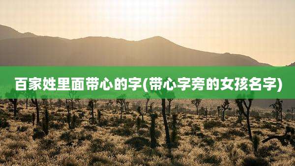 百家姓里面带心的字(带心字旁的女孩名字)