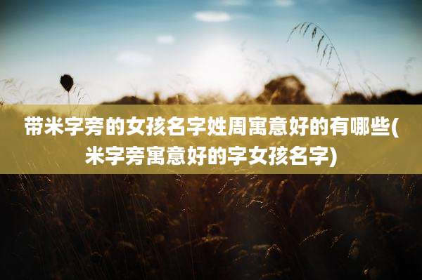 带米字旁的女孩名字姓周寓意好的有哪些(米字旁寓意好的字女孩名字)