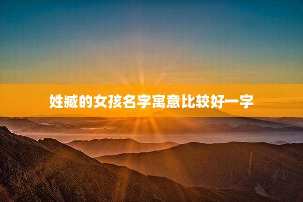 姓臧的女孩名字寓意比较好一字