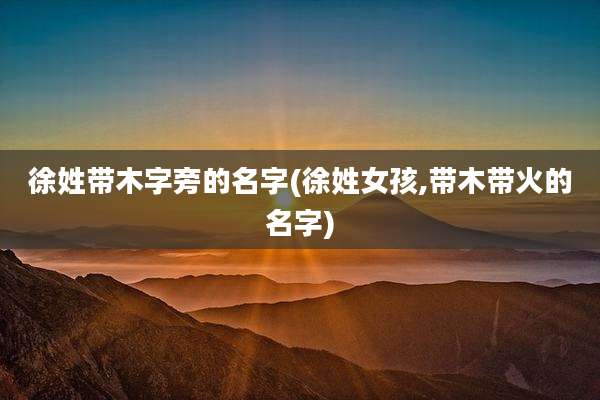 徐姓带木字旁的名字(徐姓女孩,带木带火的名字)