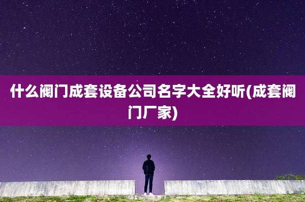 什么阀门成套设备公司名字大全好听(成套阀门厂家)