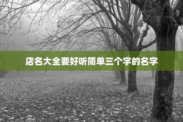 店名大全要好听简单三个字的名字