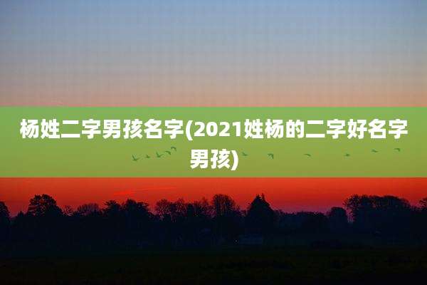 杨姓二字男孩名字(2021姓杨的二字好名字男孩)