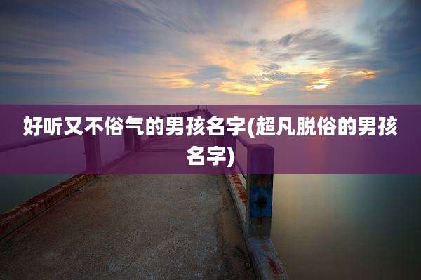 好听又不俗气的男孩名字(超凡脱俗的男孩名字)