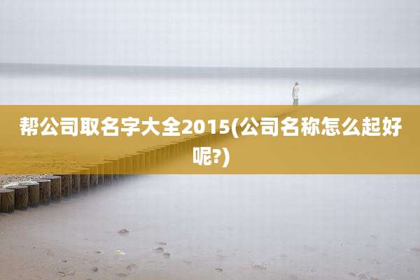 帮公司取名字大全2015(公司名称怎么起好呢?)