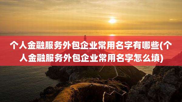 个人金融服务外包企业常用名字有哪些(个人金融服务外包企业常用名字怎么填)