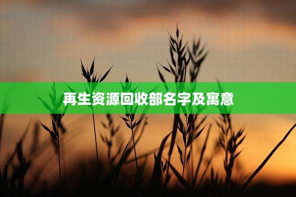 再生资源回收部名字及寓意
