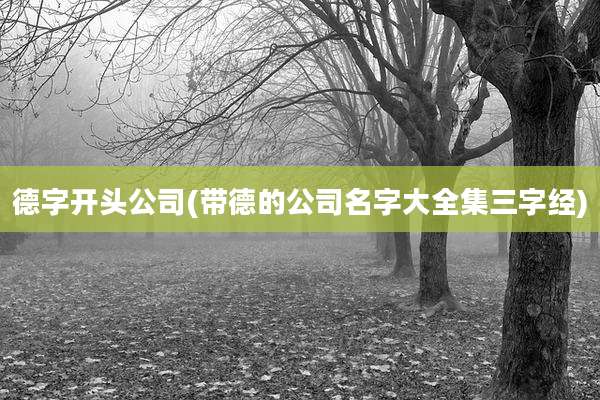 德字开头公司(带德的公司名字大全集三字经)