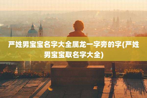 严姓男宝宝名字大全属龙一字旁的字(严姓男宝宝取名字大全)