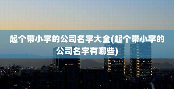 起个带小字的公司名字大全(起个带小字的公司名字有哪些)