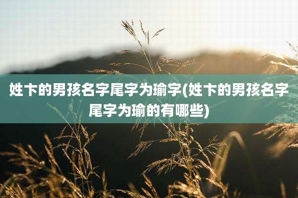 姓卞的男孩名字尾字为瑜字(姓卞的男孩名字尾字为瑜的有哪些)