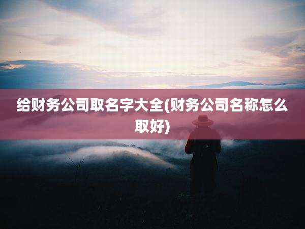 给财务公司取名字大全(财务公司名称怎么取好)
