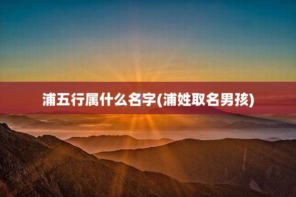浦五行属什么名字(浦姓取名男孩)