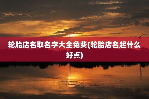 轮胎店名取名字大全免费(轮胎店名起什么好点)