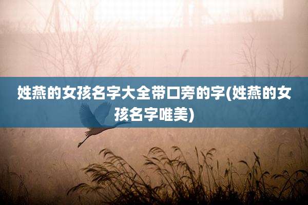 姓燕的女孩名字大全带口旁的字(姓燕的女孩名字唯美)