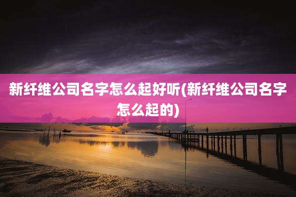 新纤维公司名字怎么起好听(新纤维公司名字怎么起的)